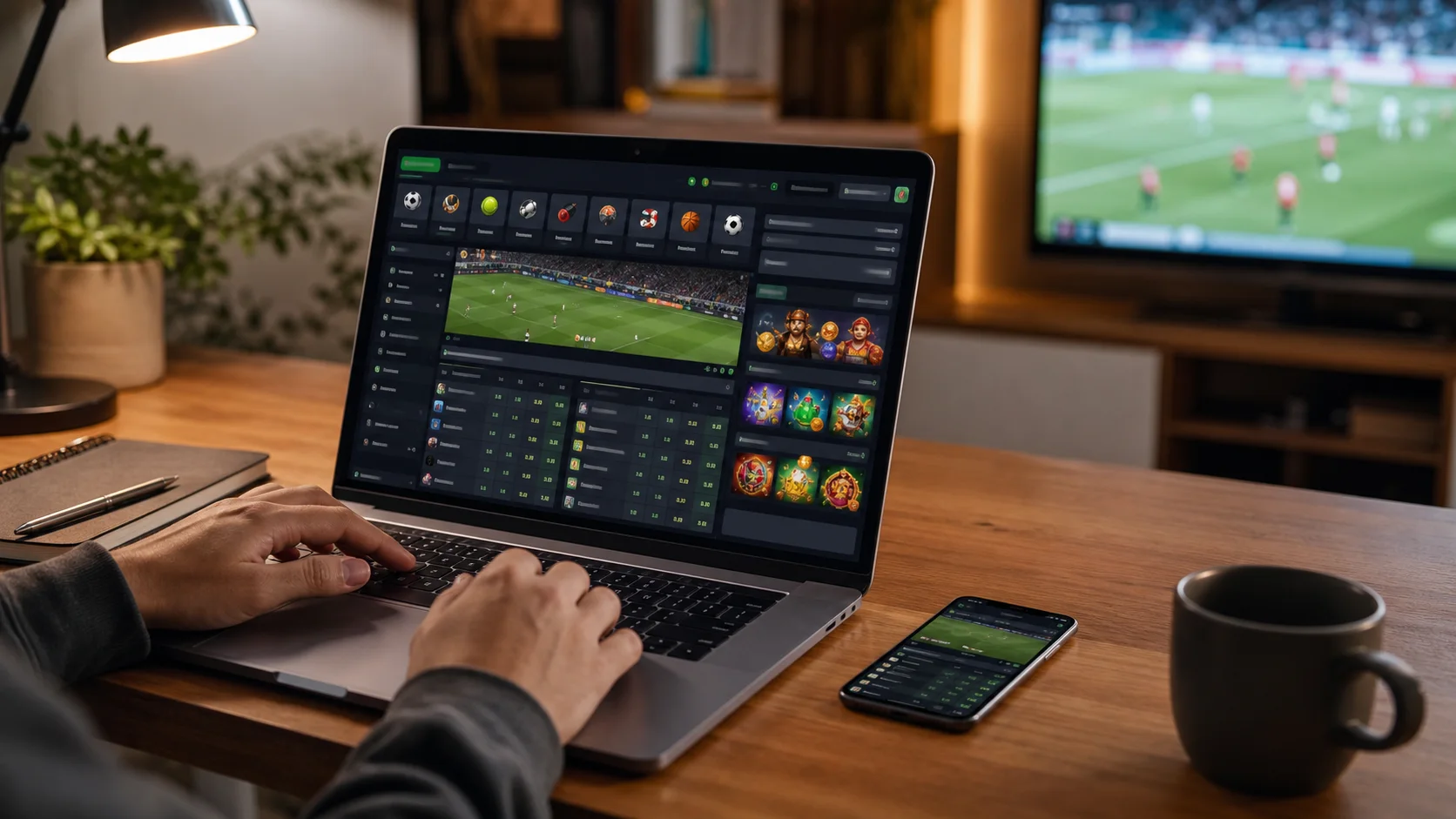 Plataforma zotabet em notebook e celular com apostas esportivas e cassino online